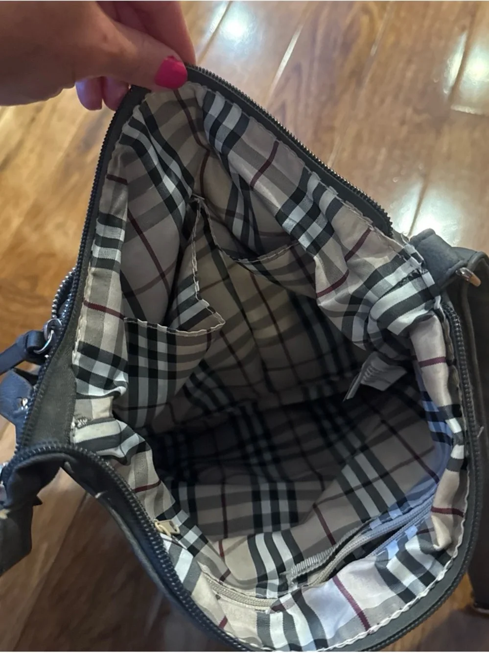Grey Crossbody Shoulder Bag with Front Pockets